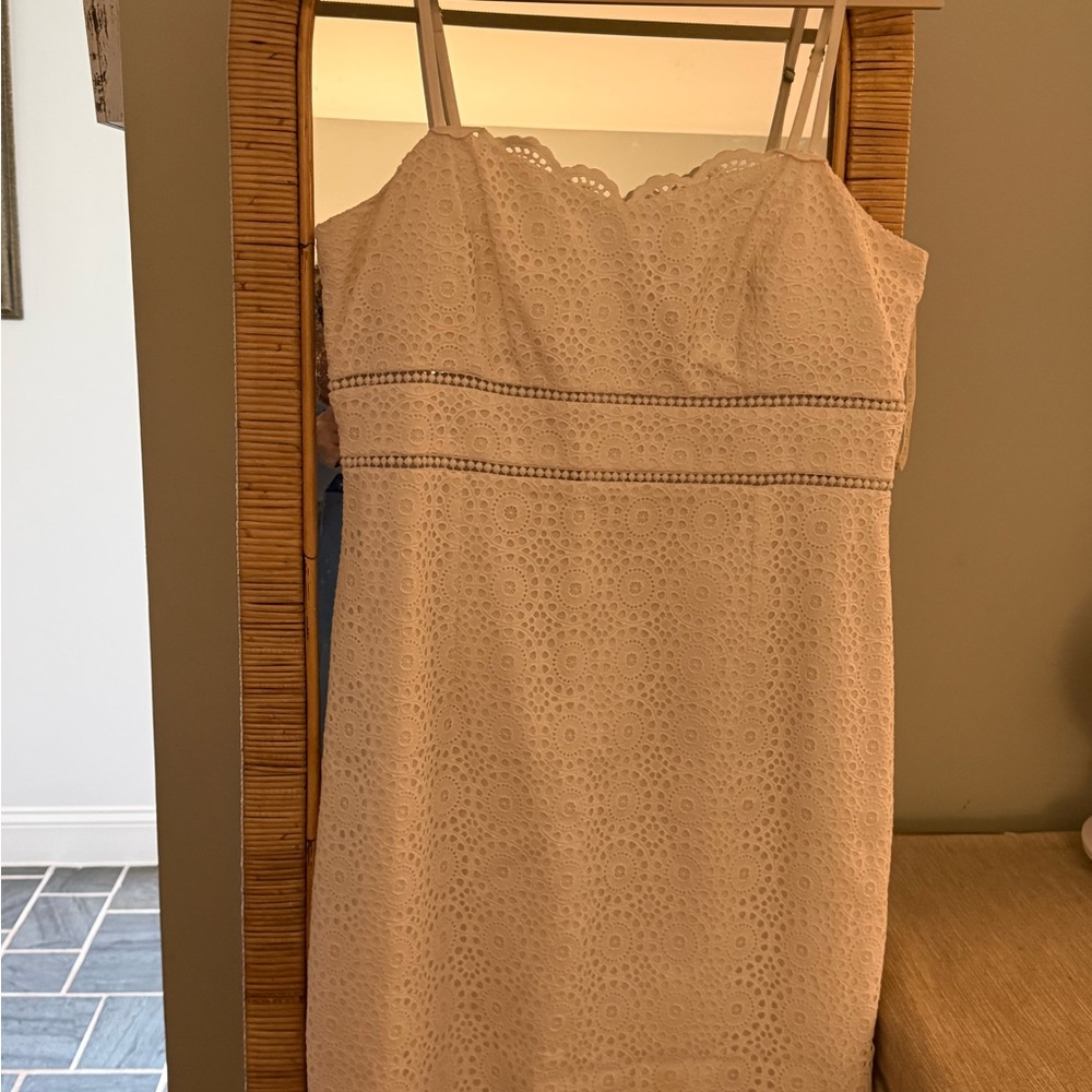 Lilly Pulitzer Cream Eyelet Spaghetti-Strap Mini Dress